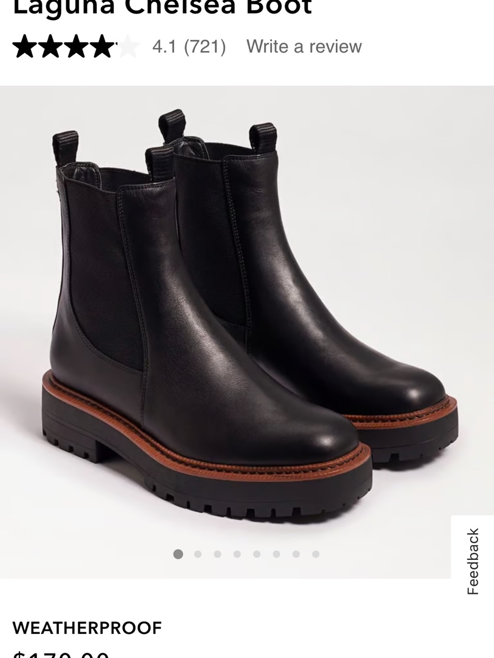 Sam Edelman Black Leather Chelsea Lug Boots with Brown Welt
